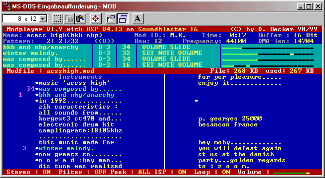 Screenshot vom DOS-ModPlayer